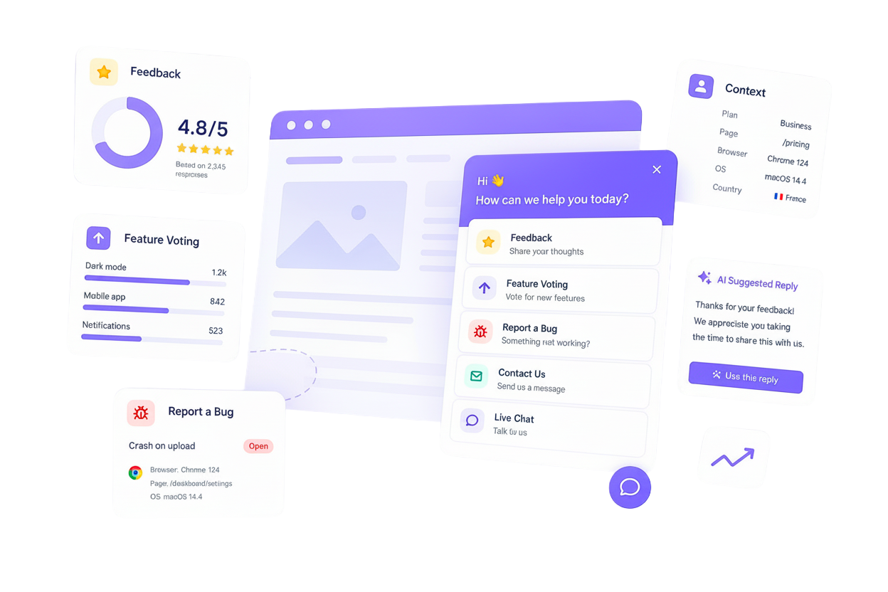 Feedbask customer support widget preview